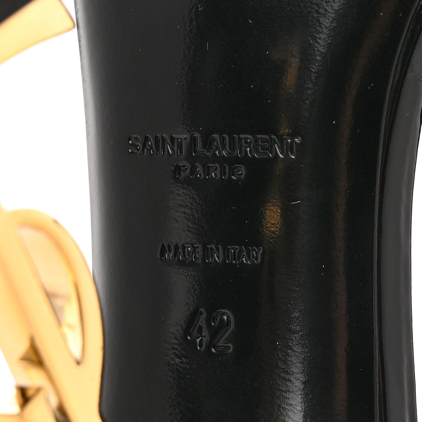 Patent Calfskin Opyum 110 Sandals 42 Black Gold
