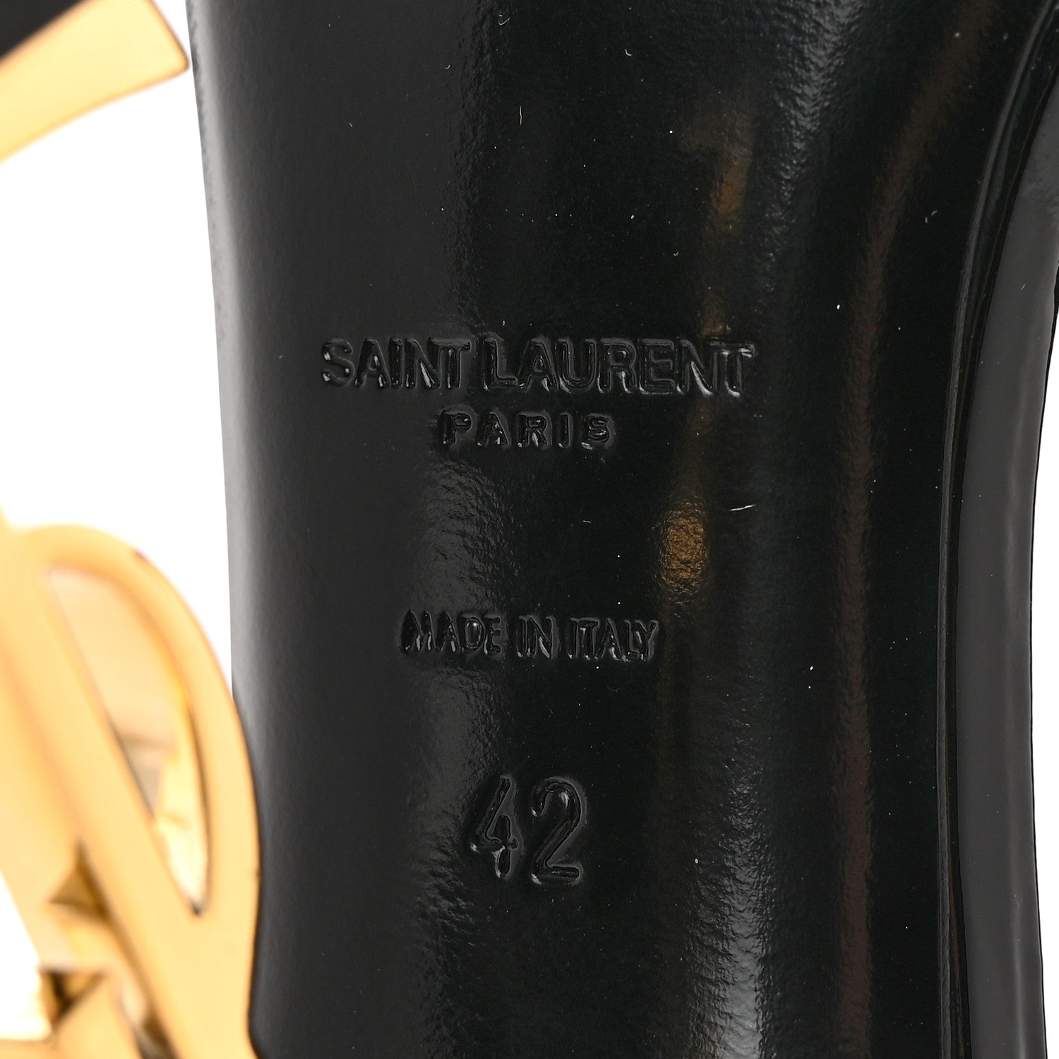 Saint Laurent Patent Calfskin Opyum 110 Sandals 42 Black Gold 6 of 9