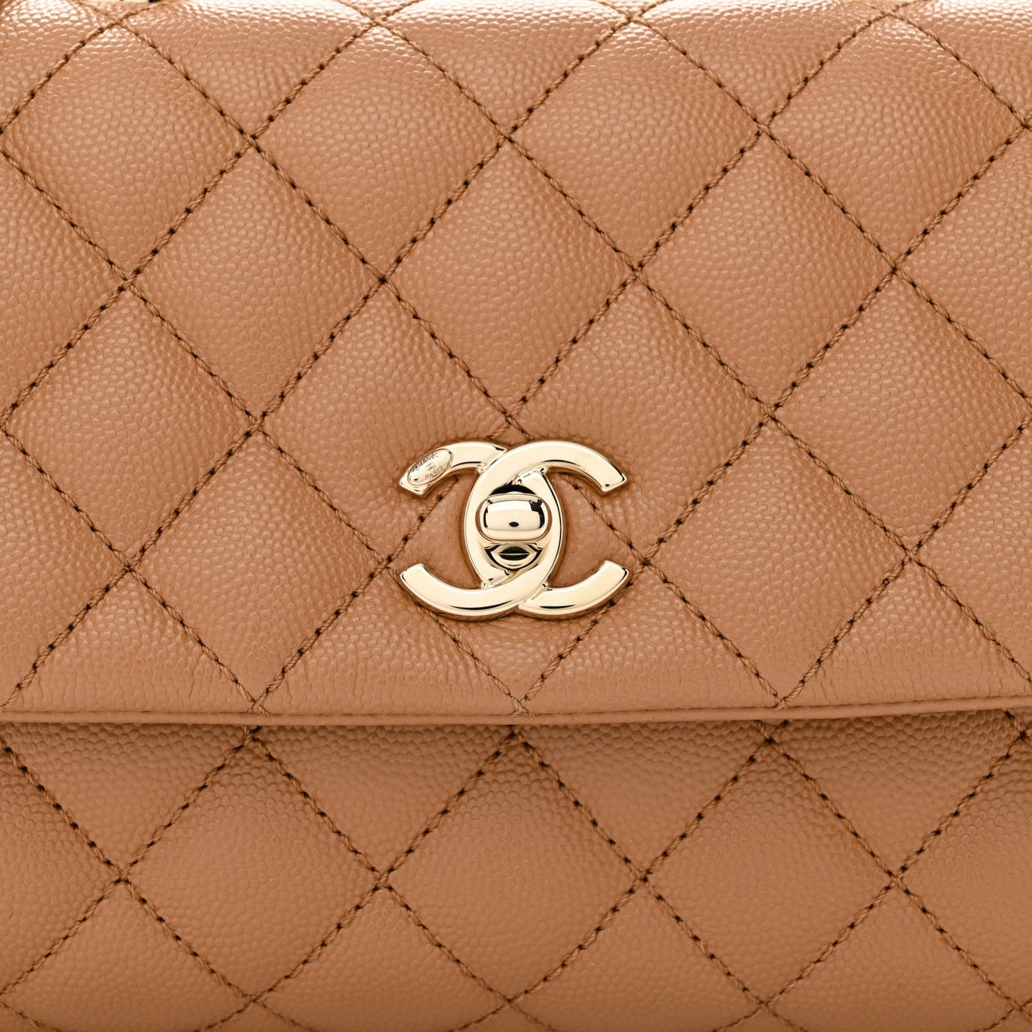 Caviar Quilted Mini Coco Handle Flap Brown