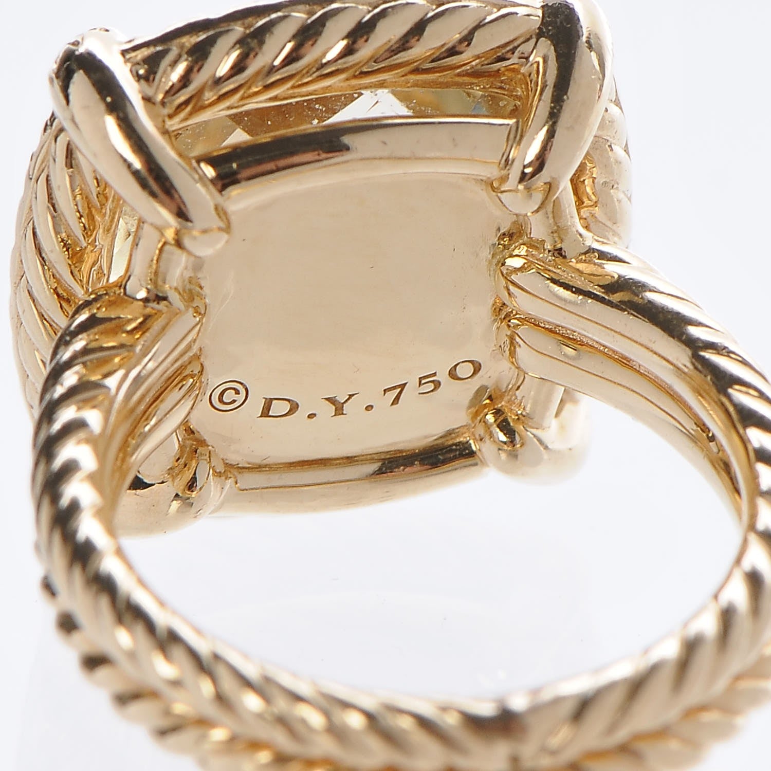 David Yurman 18K Yellow Gold Diamond Champagne Citrine 14mm Chatelaine Pave Bezel Ring 6 52 5 of 5