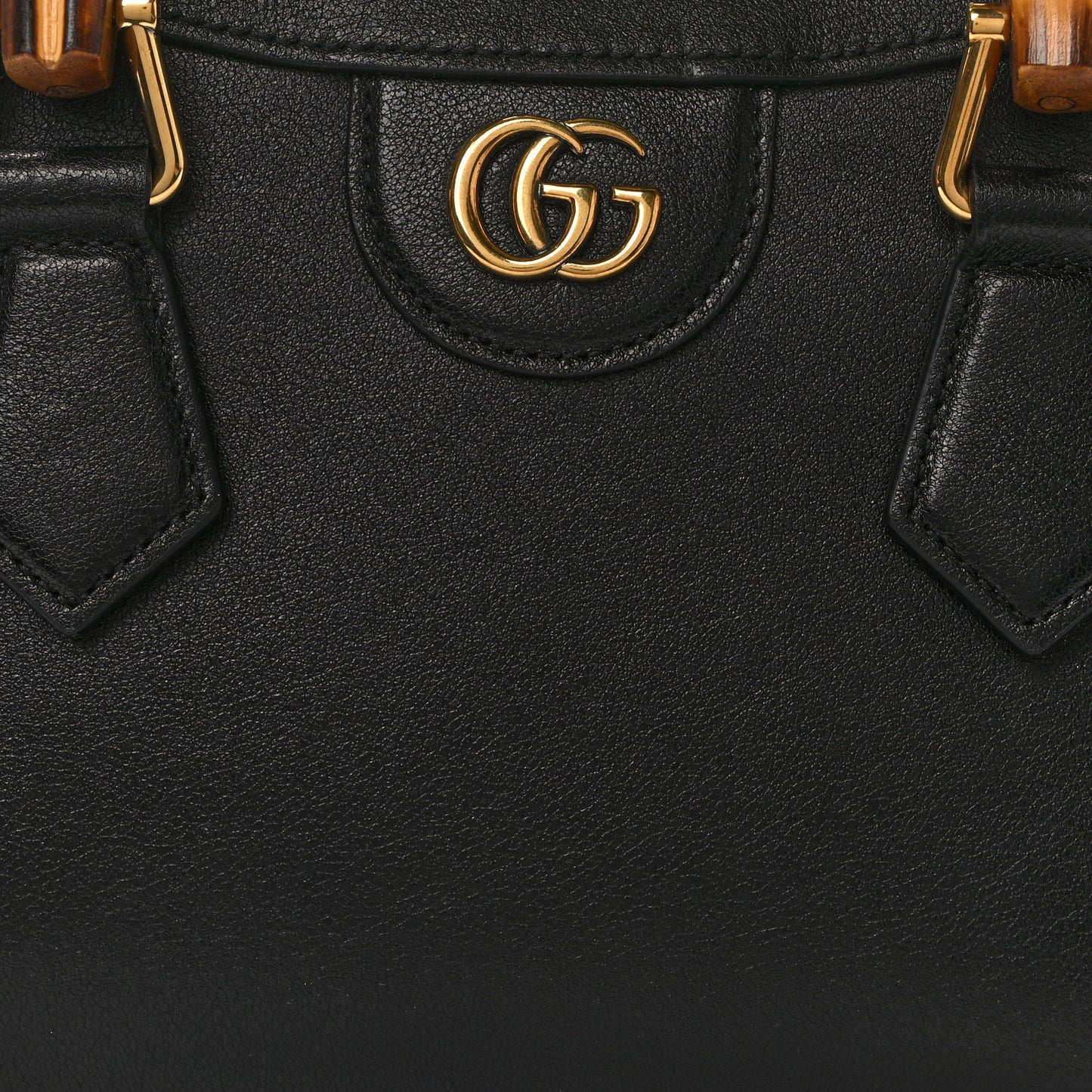 Wonka Grain Calfskin Mini Diana Tote Bag Black Yellow Fluo