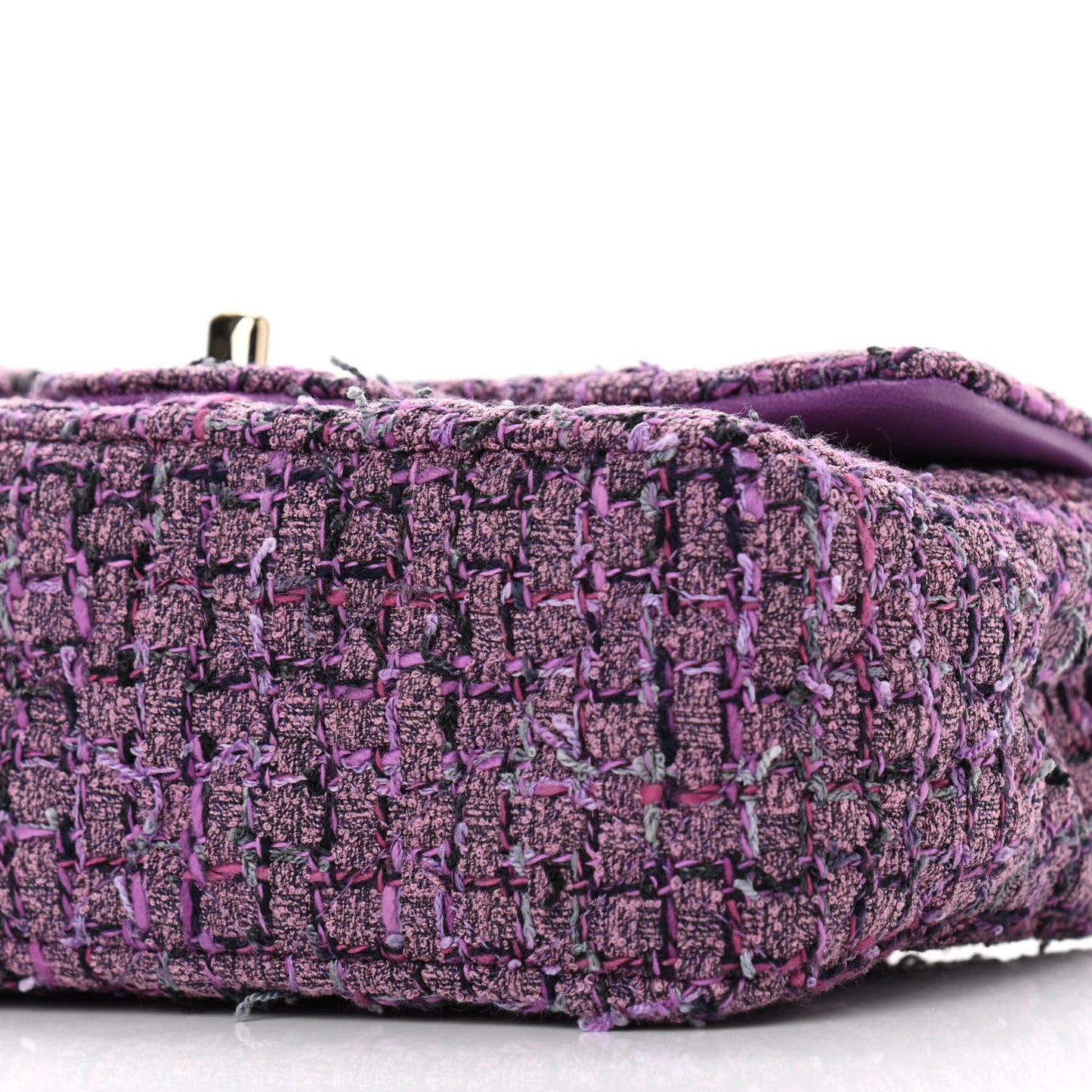 Tweed Quilted Mini Rectangular Flap Light Purple Pink Navy