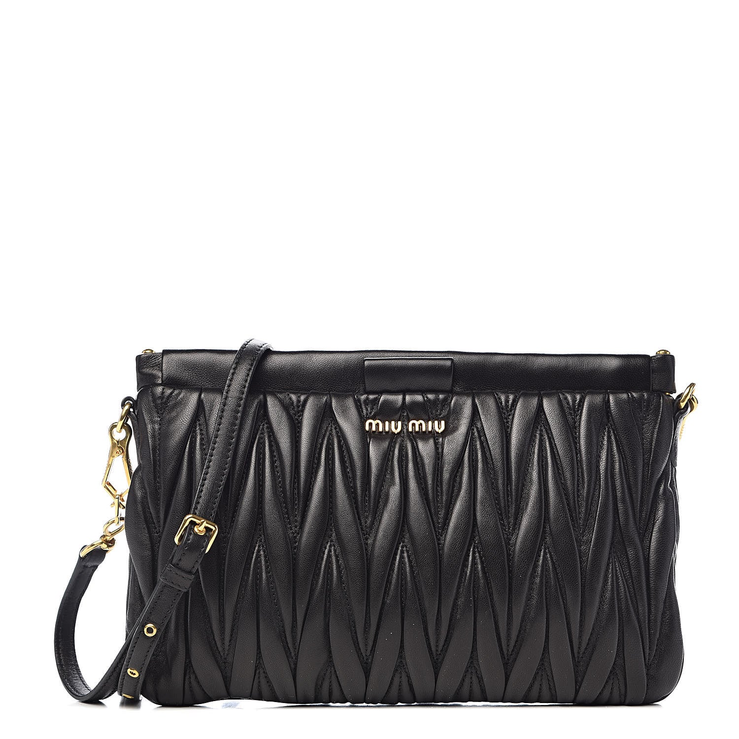 Miu Miu Nappa Matelasse Crossbody Clutch Black 1 of 9