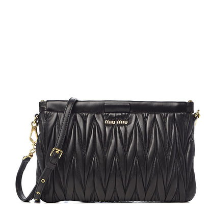 Miu Miu Nappa Matelasse Crossbody Clutch Black 1 of 9