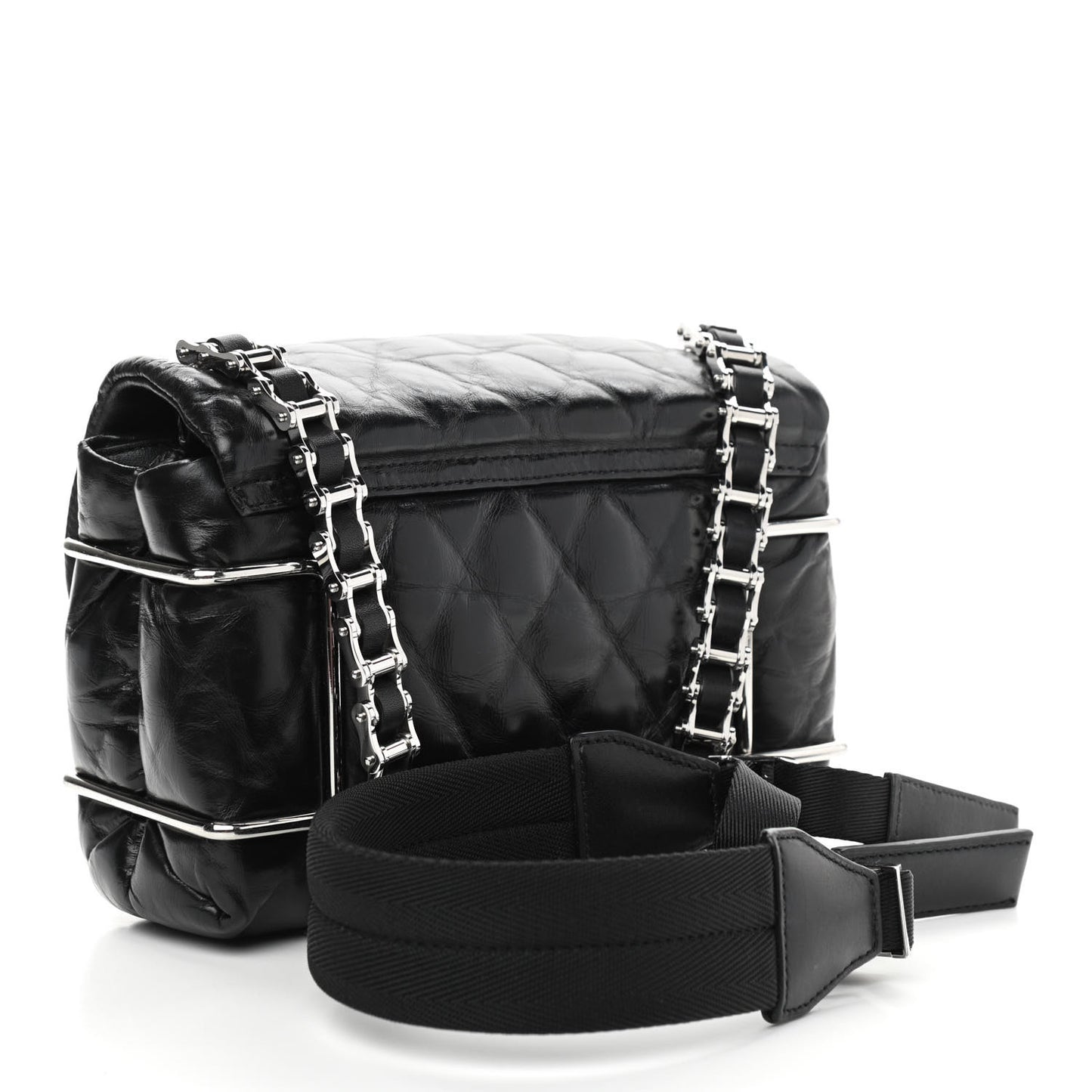 Calfskin Quilted Halo Crossbody Bag Black