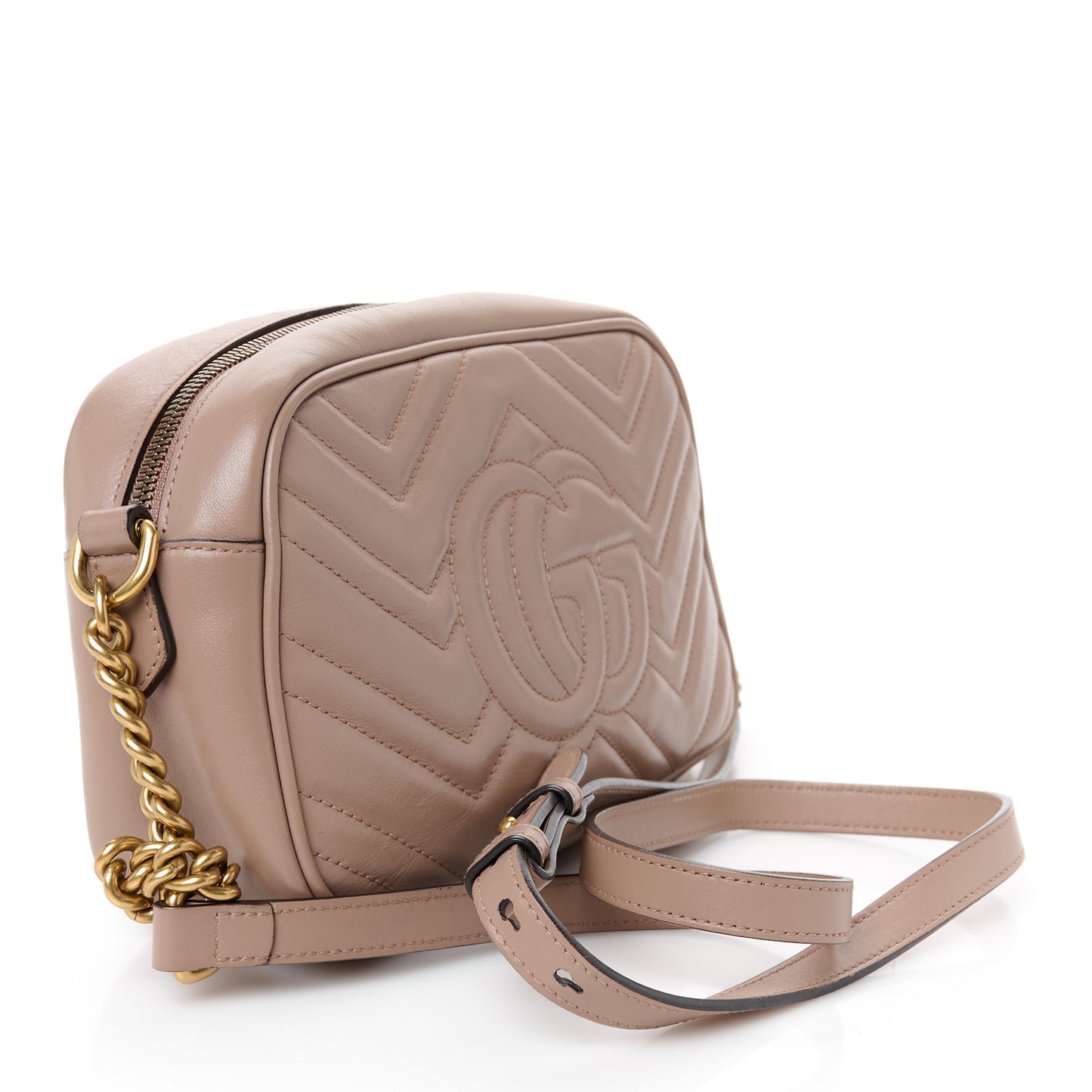 Calfskin Matelasse Small GG Marmont Chain Shoulder Bag Porcelain Rose