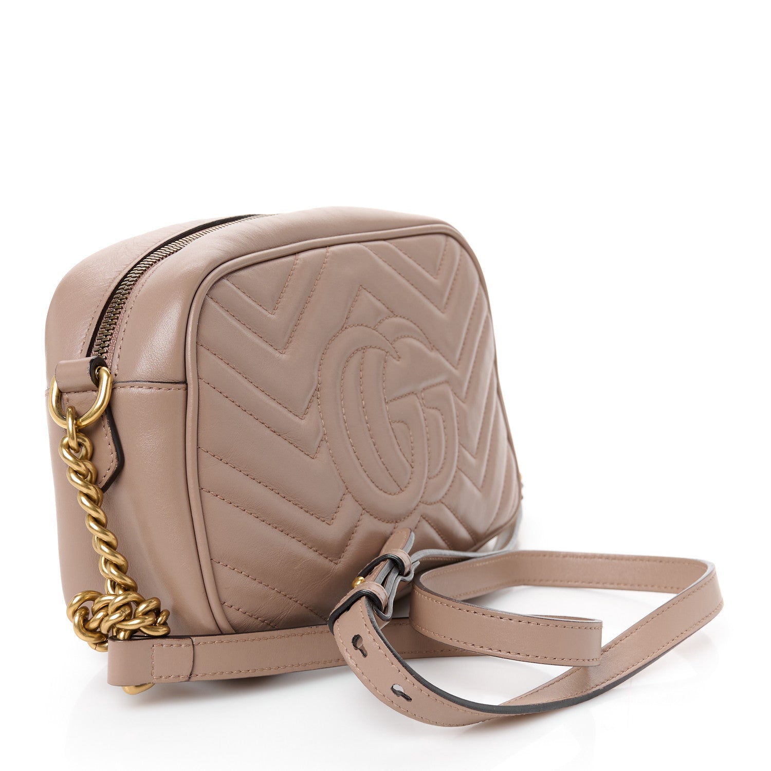 Gucci Calfskin Matelasse Small GG Marmont Chain Shoulder Bag Porcelain Rose 3 of 12