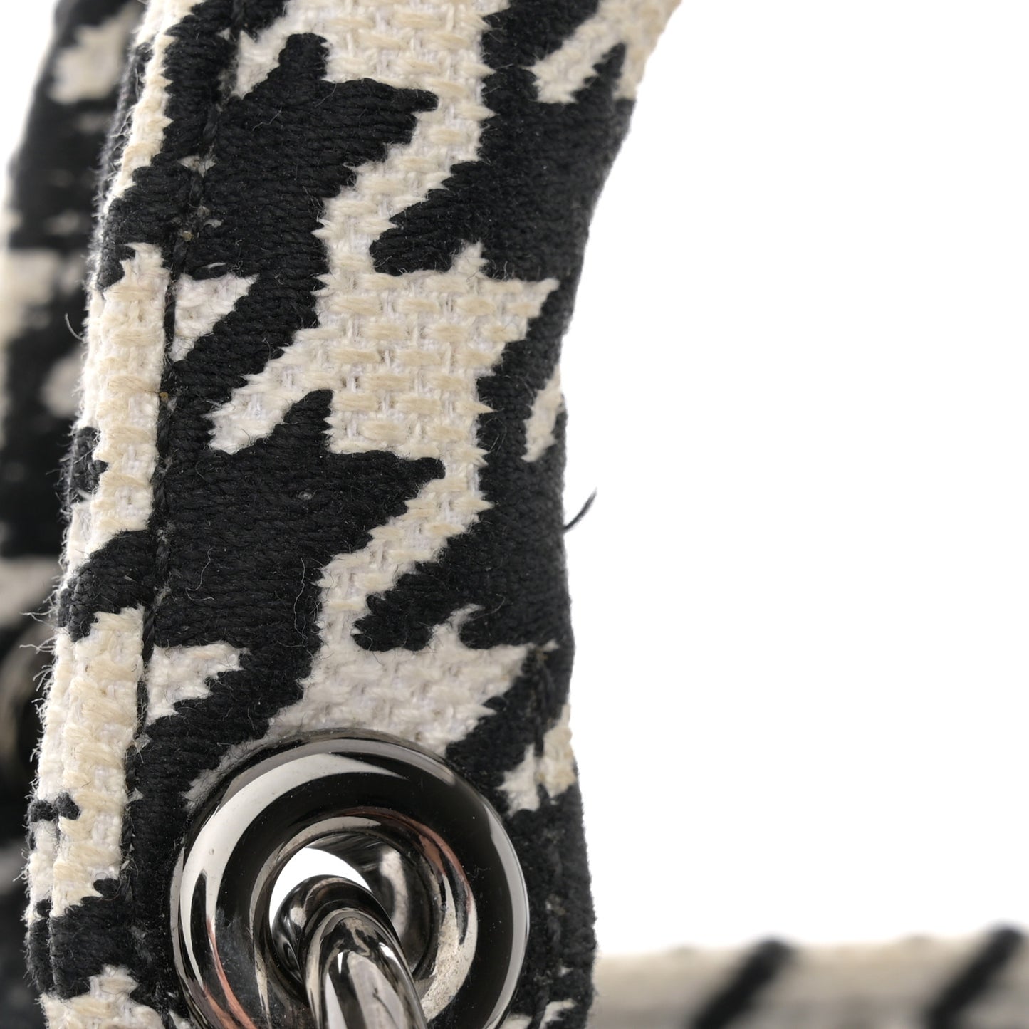 Canvas Houndstooth Embroidered Mini Lady D-Lite Black White