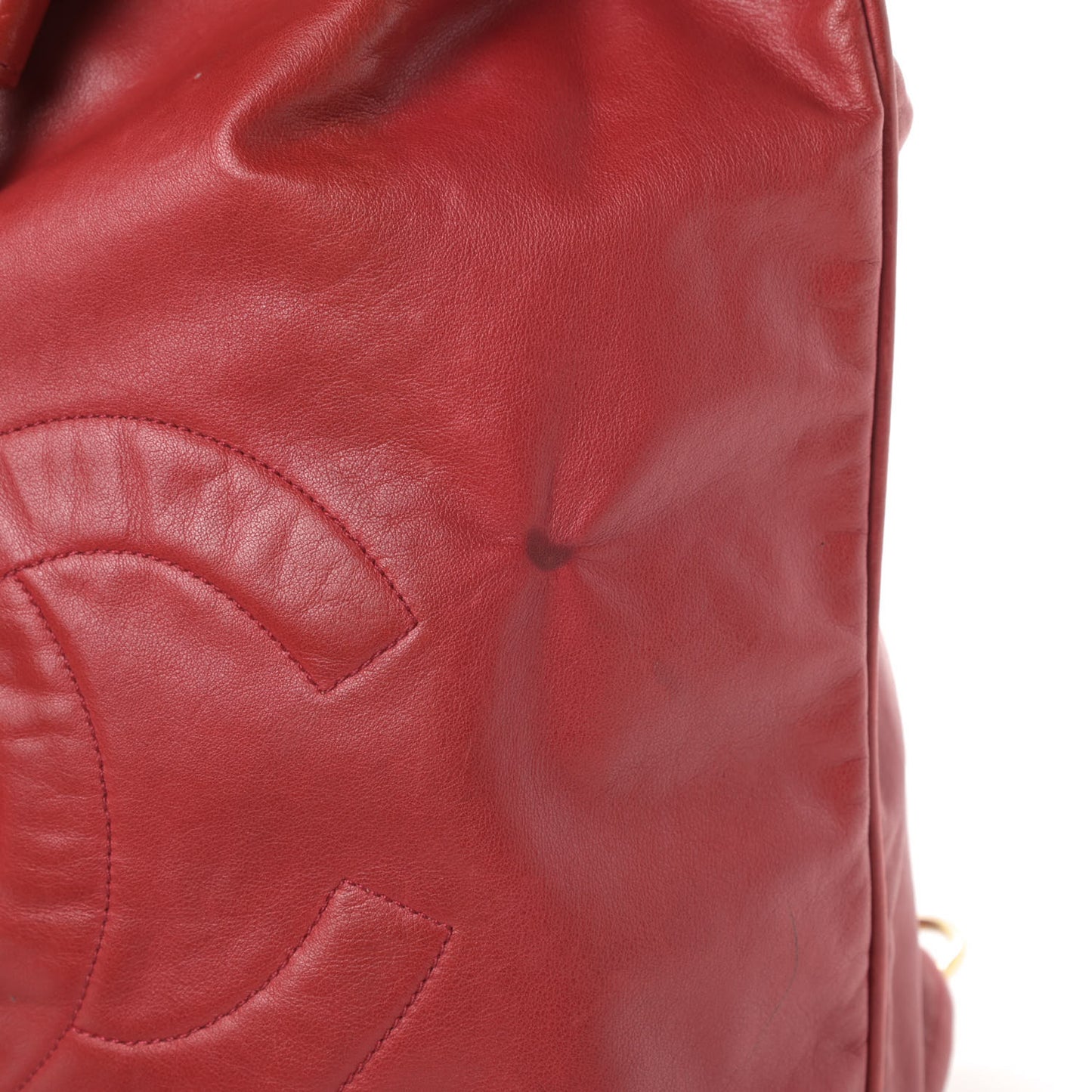 Lambskin CC Drawstring Backpack Red