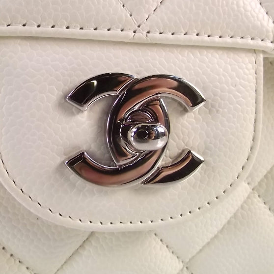 Chanel Caviar Jumbo Flap White 8 of 9