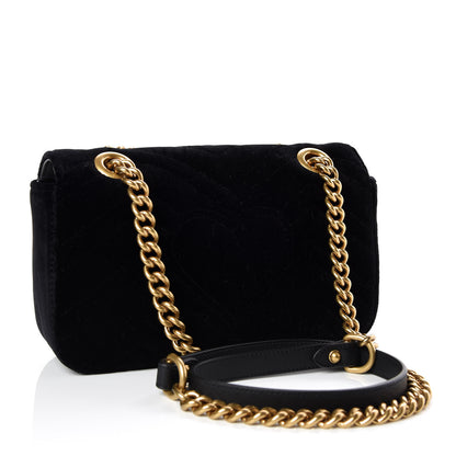 Gucci Velvet Matelasse Mini GG Marmont Shoulder Bag Black 4 of 10