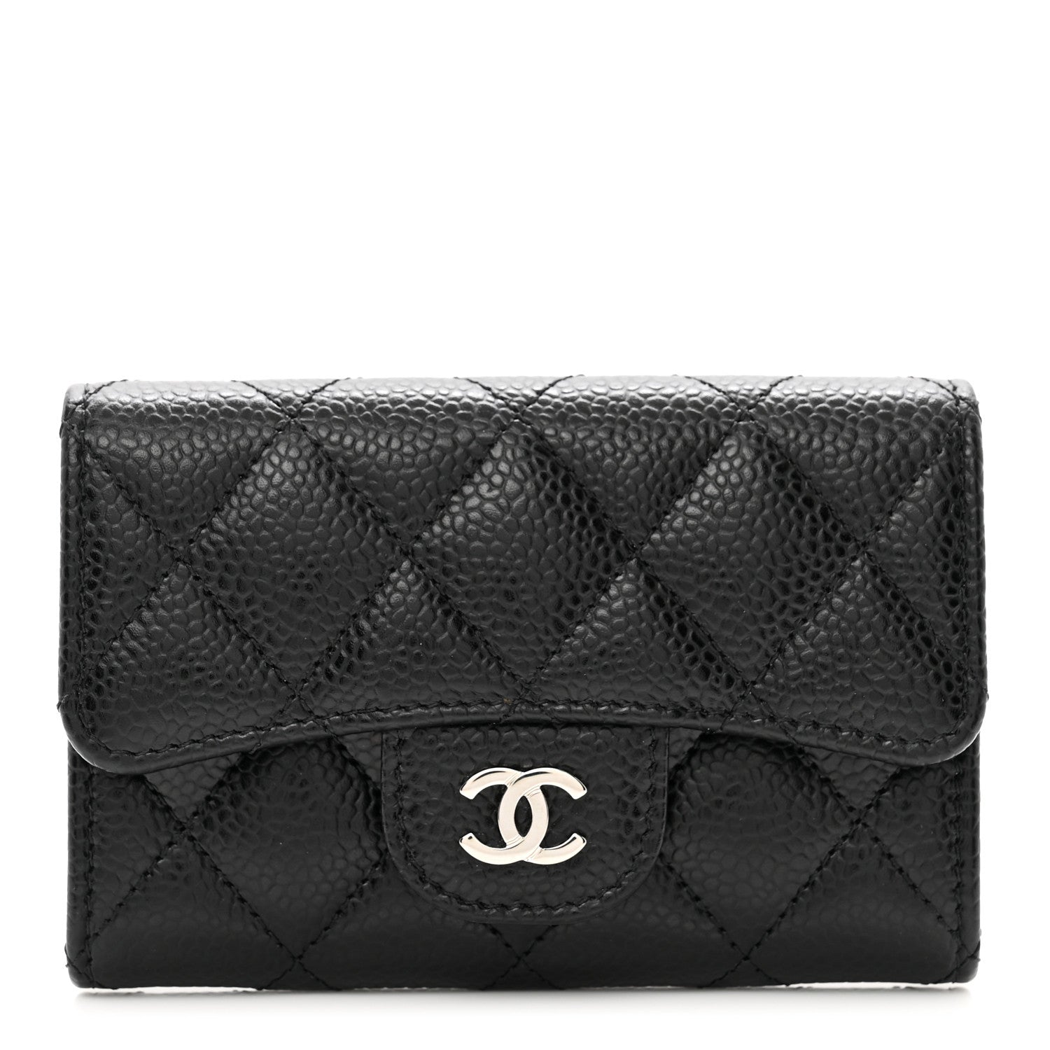 Chanel Caviar Quilted Flap Card Holder Wallet Black 1 of 9