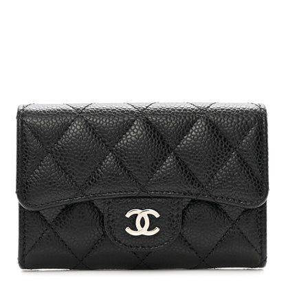 Chanel Caviar Quilted Flap Card Holder Wallet Black 1 of 9