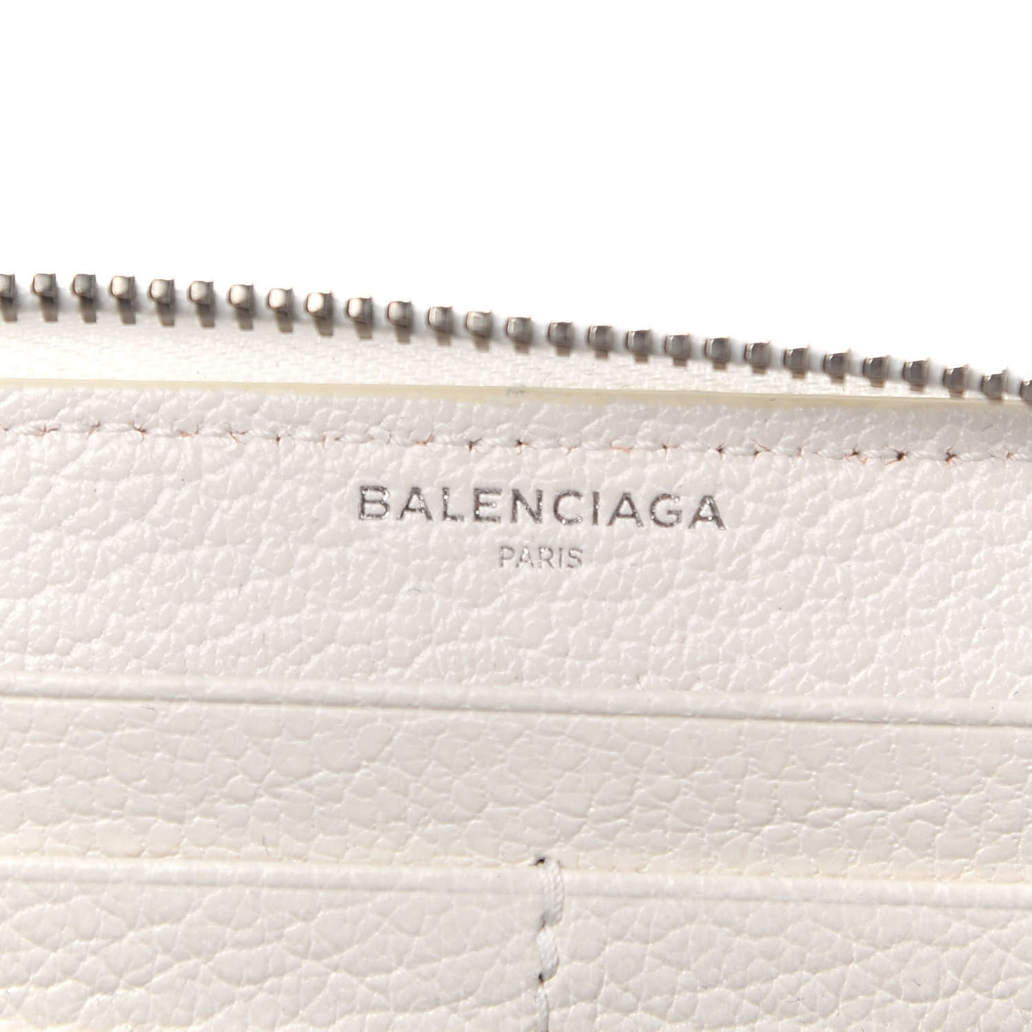 Balenciaga Chevre Silver Metallic Edge Hardware Zip Around Wallet Blanc Neige 6 of 6