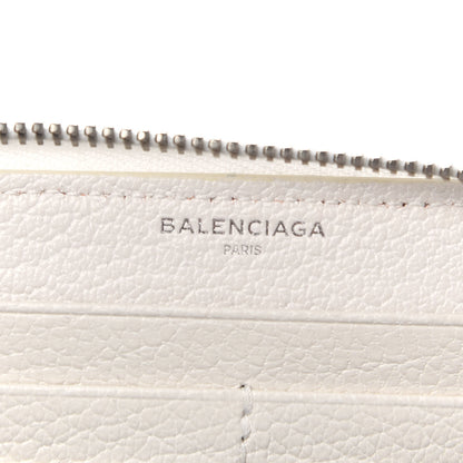 Balenciaga Chevre Silver Metallic Edge Hardware Zip Around Wallet Blanc Neige 6 of 6
