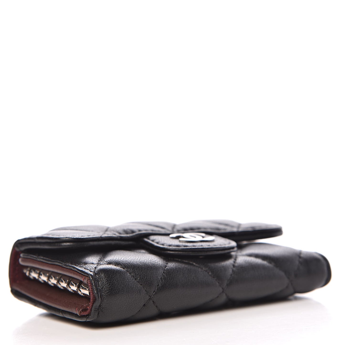 Lambskin Quilted 6 Key Holder Black
