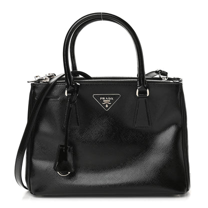 Prada Saffiano Vernice Mini Galleria Double Zip Tote Black 1 of 10