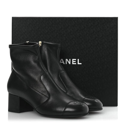 Chanel Stretch Lambskin Cap Toe CC Short Boots 36.5 Black 11 of 11