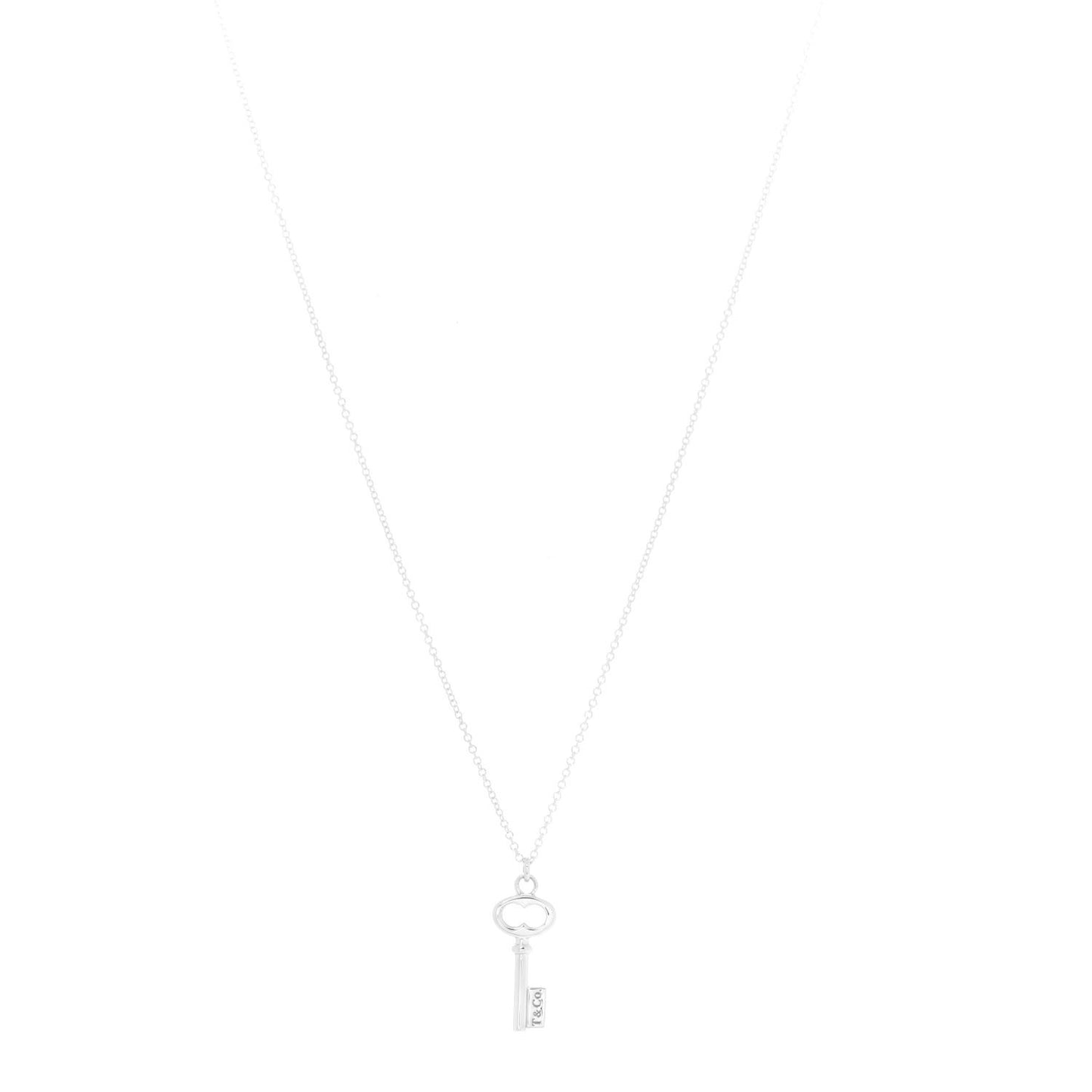 Sterling Silver Mini Oval Key Pendant Necklace