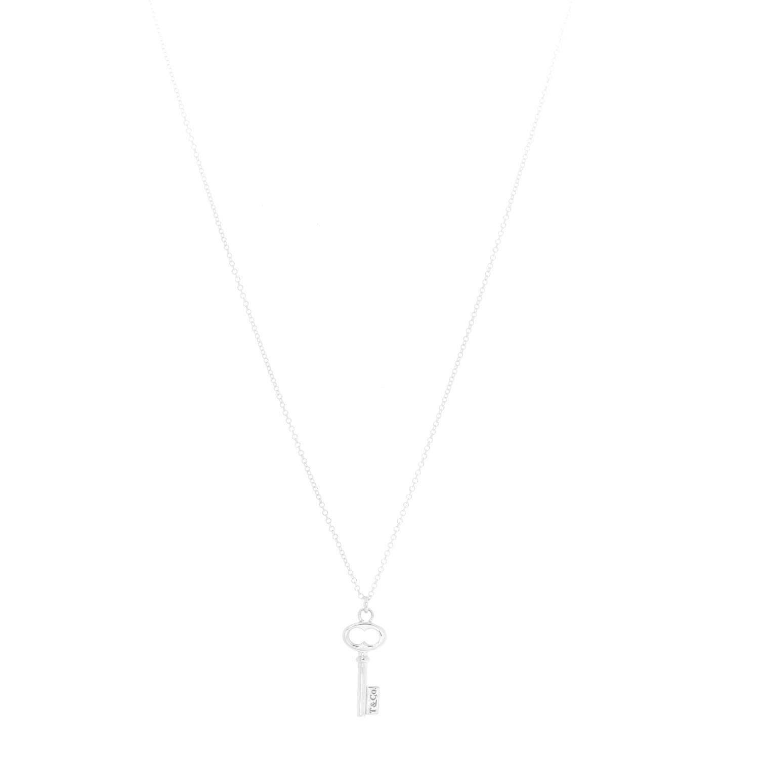 Tiffany Sterling Silver Mini Oval Key Pendant Necklace 1 of 6