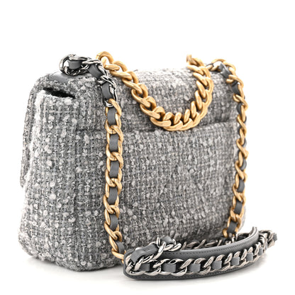 Chanel Tweed Quilted Medium Chanel 19 Flap Grey 3 of 11