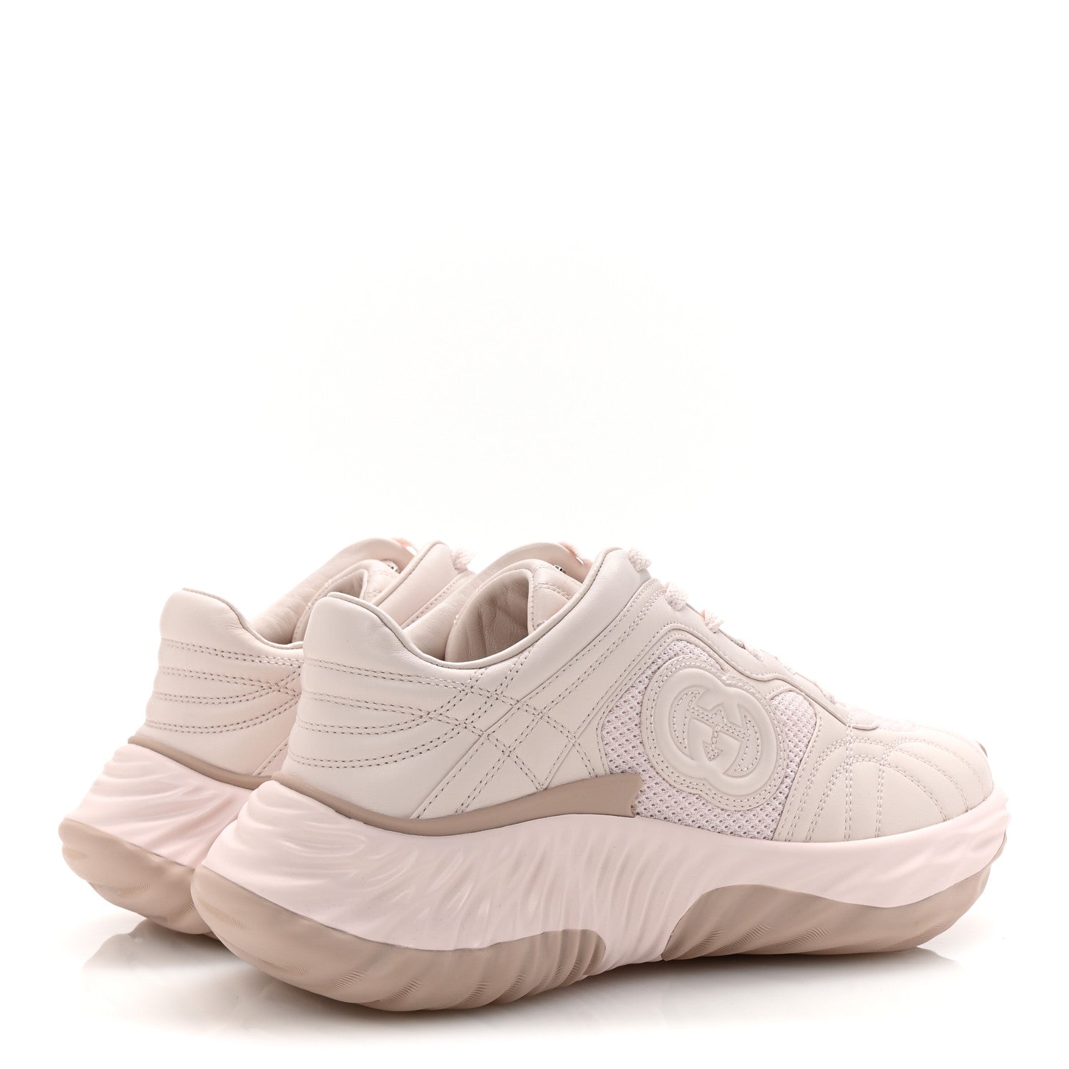 Gucci Calfskin Interlocking G Ripple Womens Platform Sneakers 38.5 Light Pink 5 of 9