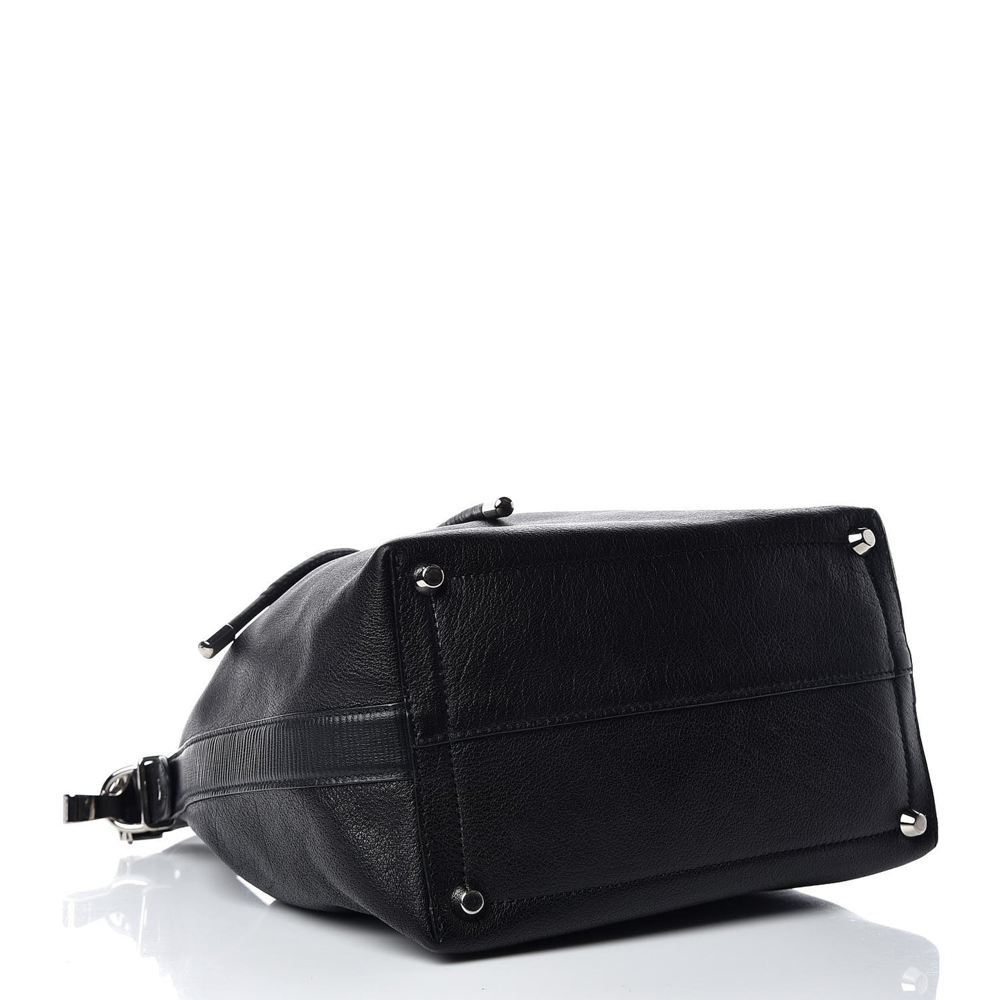 Calfskin Buffalo Medium Bucket Bag Black