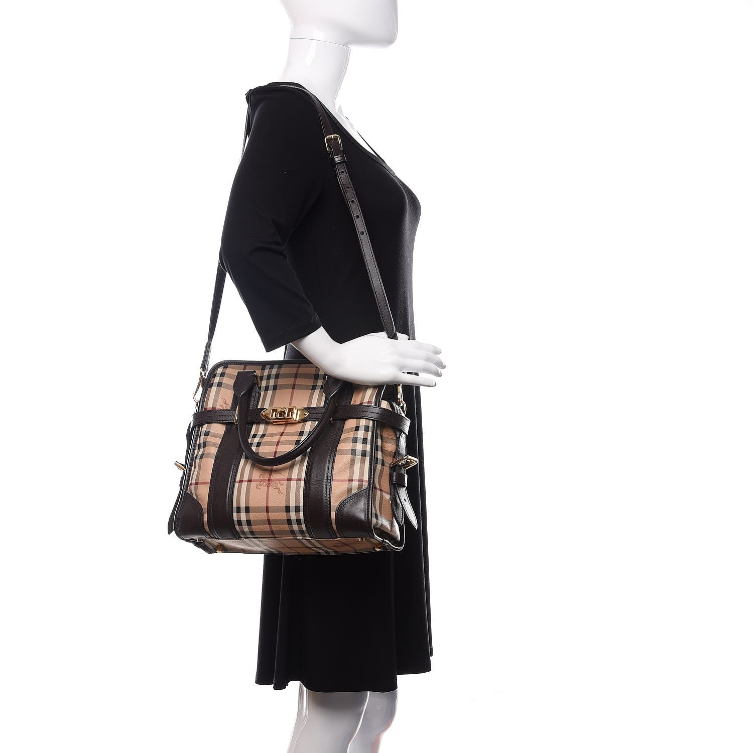 Burberry Haymarket Check Medium Minford Portrait Tote Chocolate 2 of 14