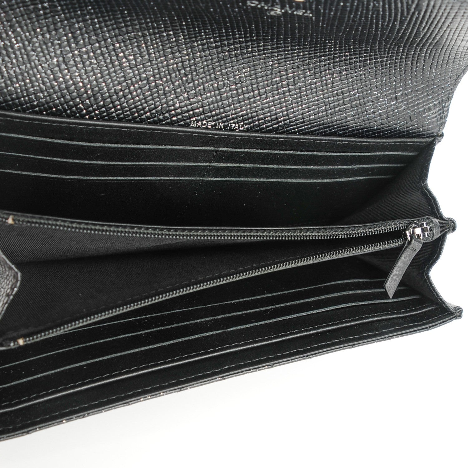 Chanel Glittered Calfskin Quilted Long Flap Wallet Black 5 of 8