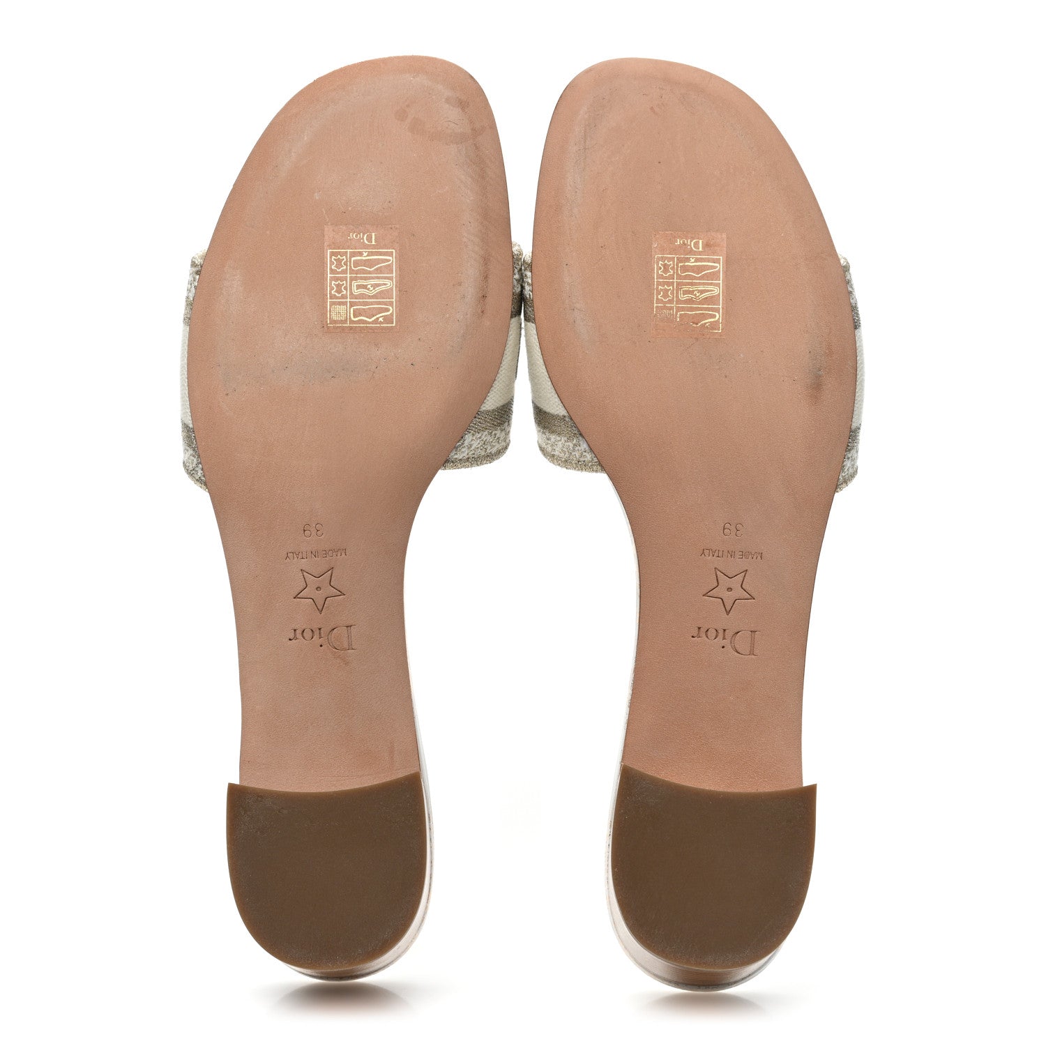Christian Dior Canvas Daw Stelle Embroidered Dway 40mm Slide Sandals 39 White Gold 5 of 8