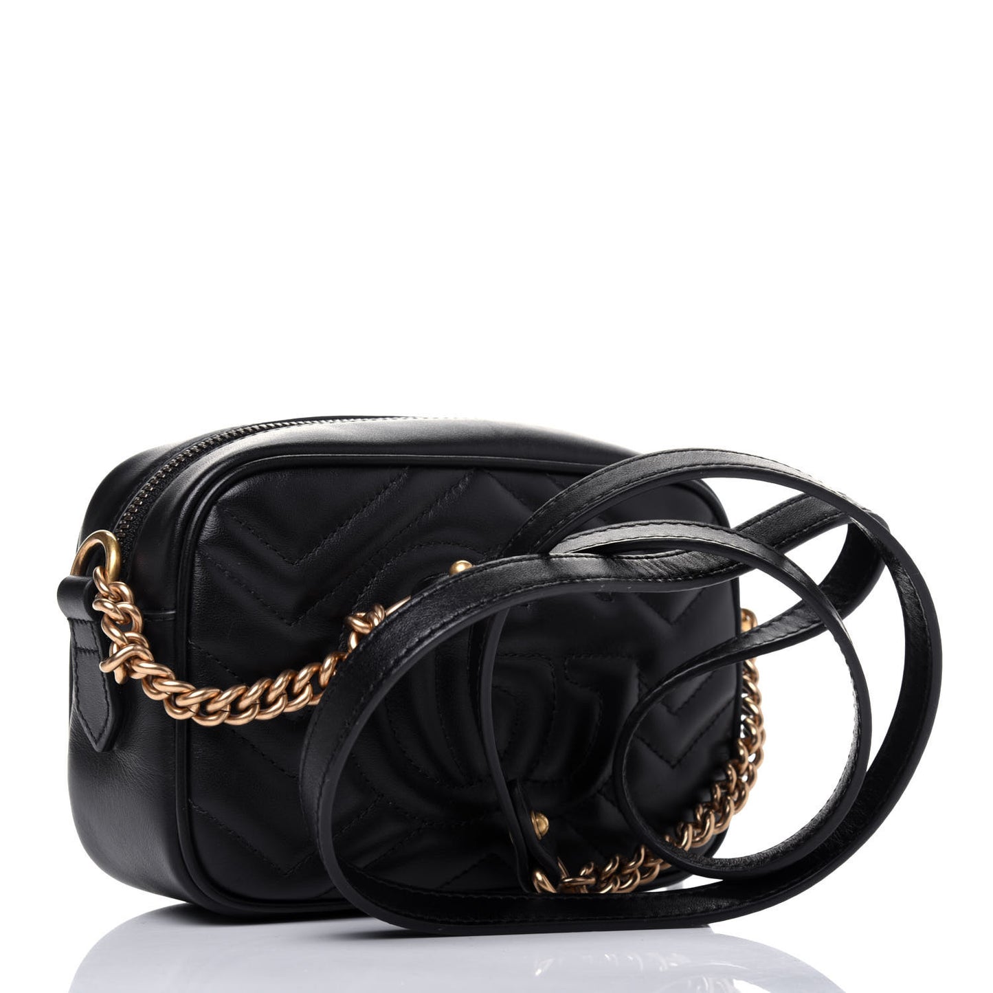 Calfskin Matelasse Mini GG Marmont Chain Shoulder Bag Black