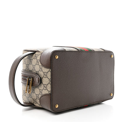 Gucci GG Supreme Monogram Textured Dollar Calfskin Web Small Savoy Toiletry Case Beige Ebony 4 of 17