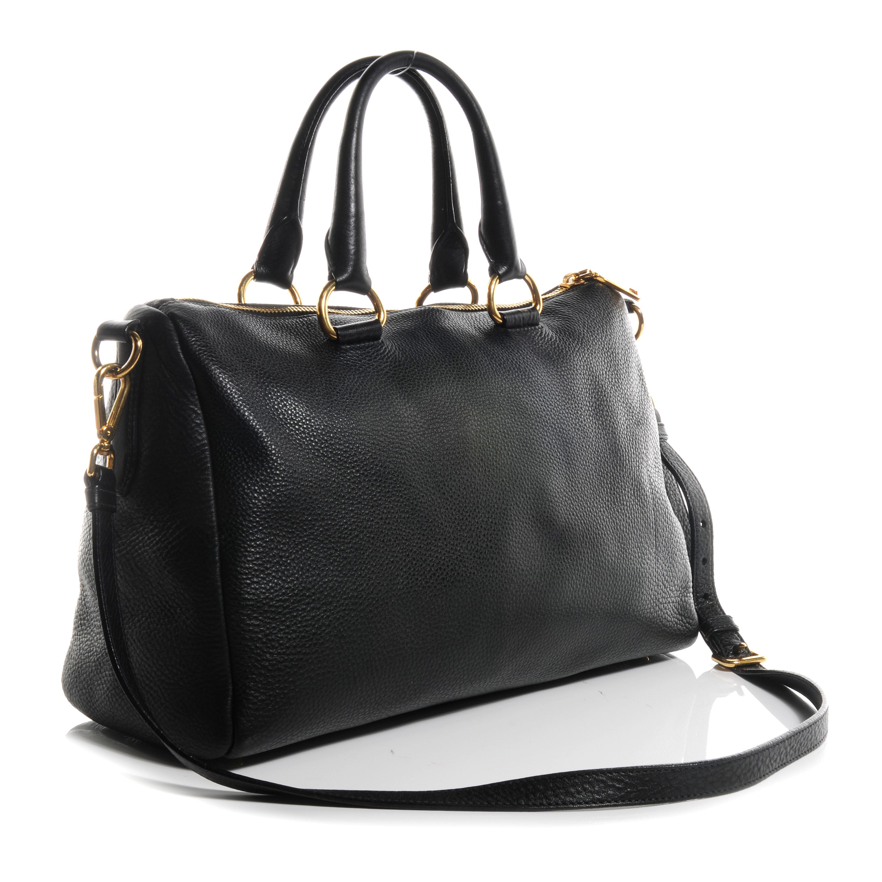 Prada Vitello Daino Boston Bag Black 59099 – FASHIONPHILE