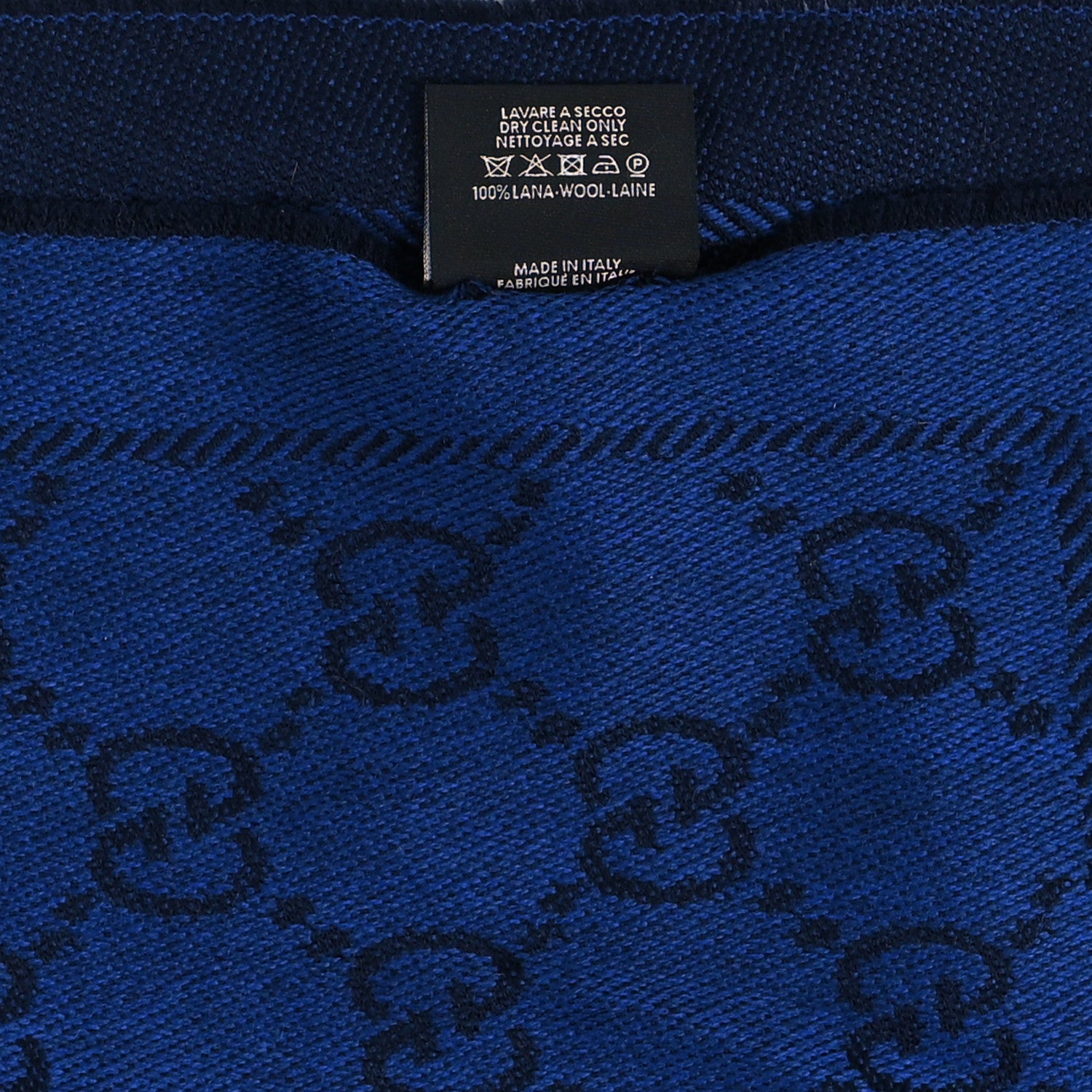 Gucci Wool GG Monogram Scarf Midnight Blue 4 of 4