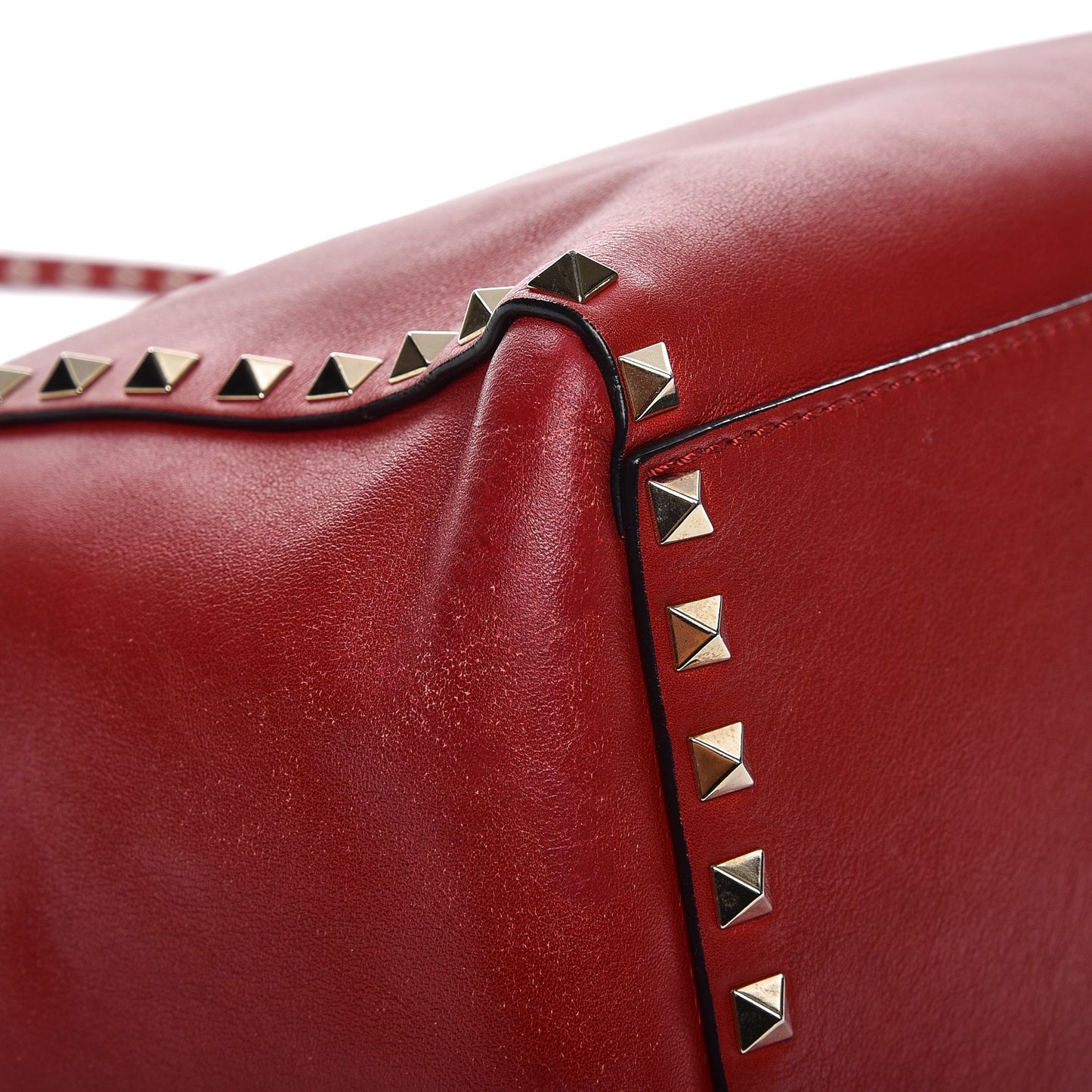 Vitello Rockstud Double Handle Tote Rosso Valentino