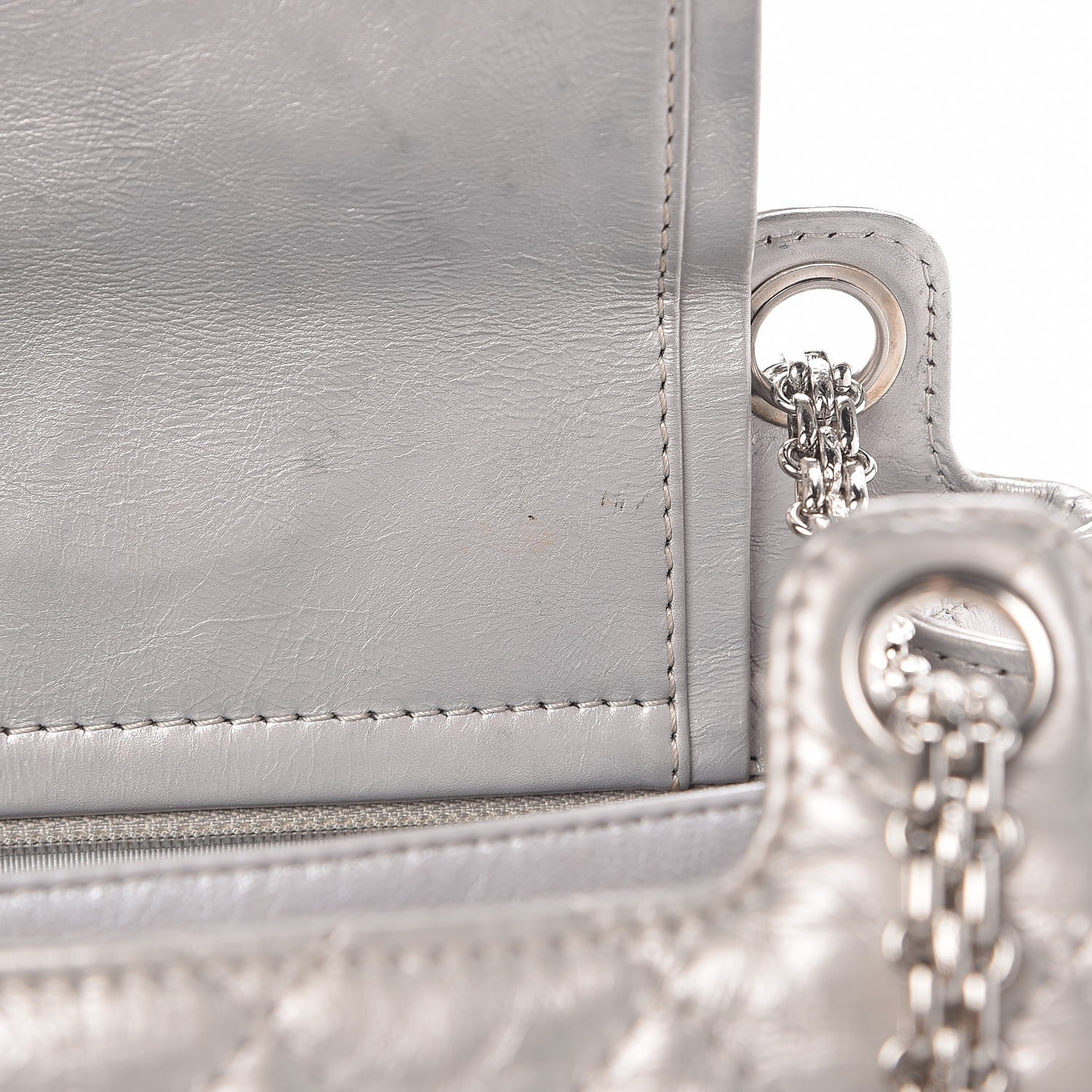 Chanel Metallic Aged Calfskin Quilted Reissue 2.55 Accordion Flap Silver 21 of 24