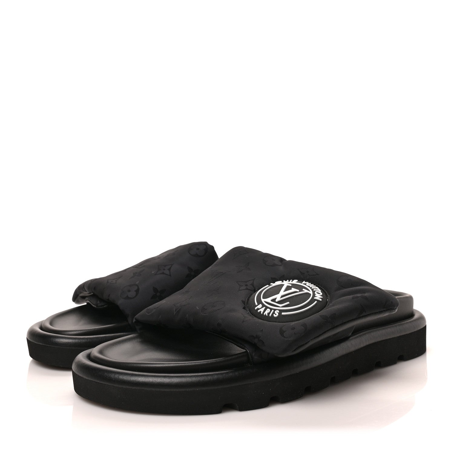 Louis Vuitton Nylon Monogram Womens Pool Pillow Comfort Mules 39 Black 4 of 16
