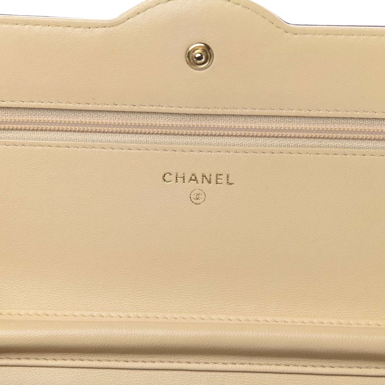 Chanel Lambskin Quilted Two Tone Wallet On Chain WOC Beige Burgundy 6 of 16
