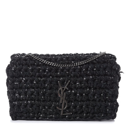 Saint Laurent Woven Calfskin Medium Monogram Kate Satchel Black 1 of 9