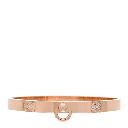 Hermes 18K Rose Gold Diamond PM Collier De Chien Bracelet ST 1 of 3
