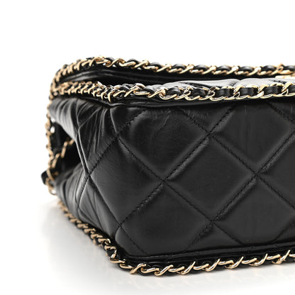 Chanel Crumpled Calfskin Medium Chain All Over Flap Black 8 of 14