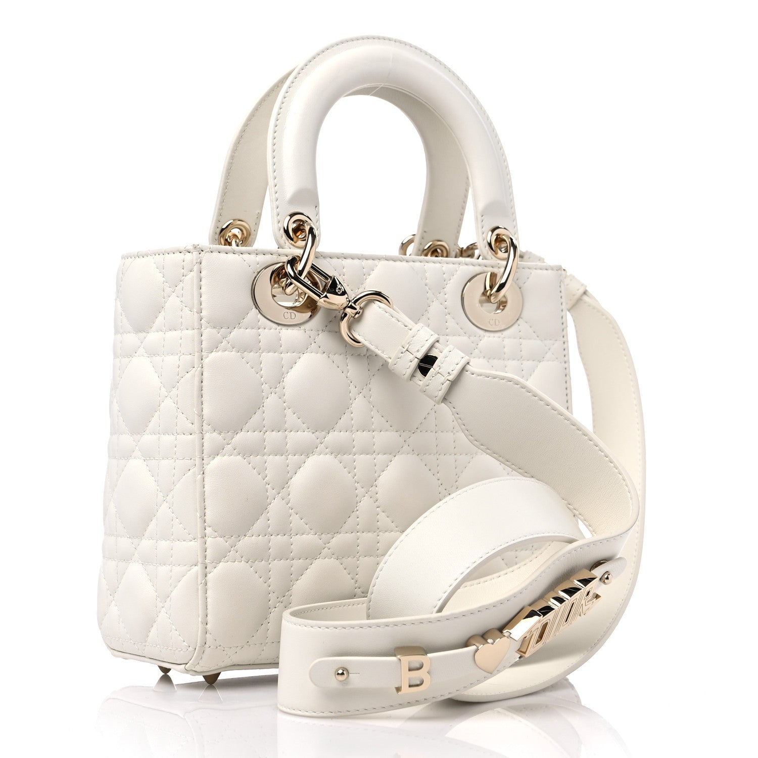 Christian Dior Lambskin Cannage Small My ABCDior Lady Dior White 3 of 10