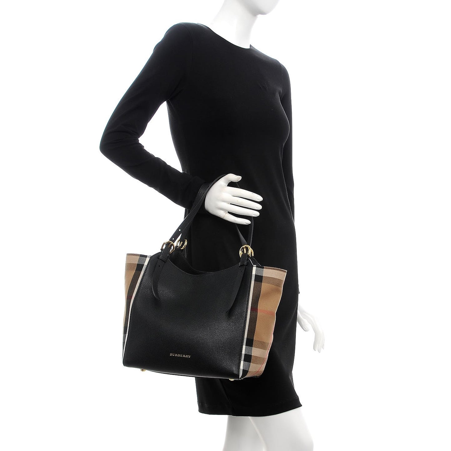 Grainy Calfskin House Check Small Canterbury Black