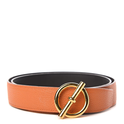 Hermes Chamonix Togo Reversible Glenan 32mm Belt 90 Black Potiron 2 of 8