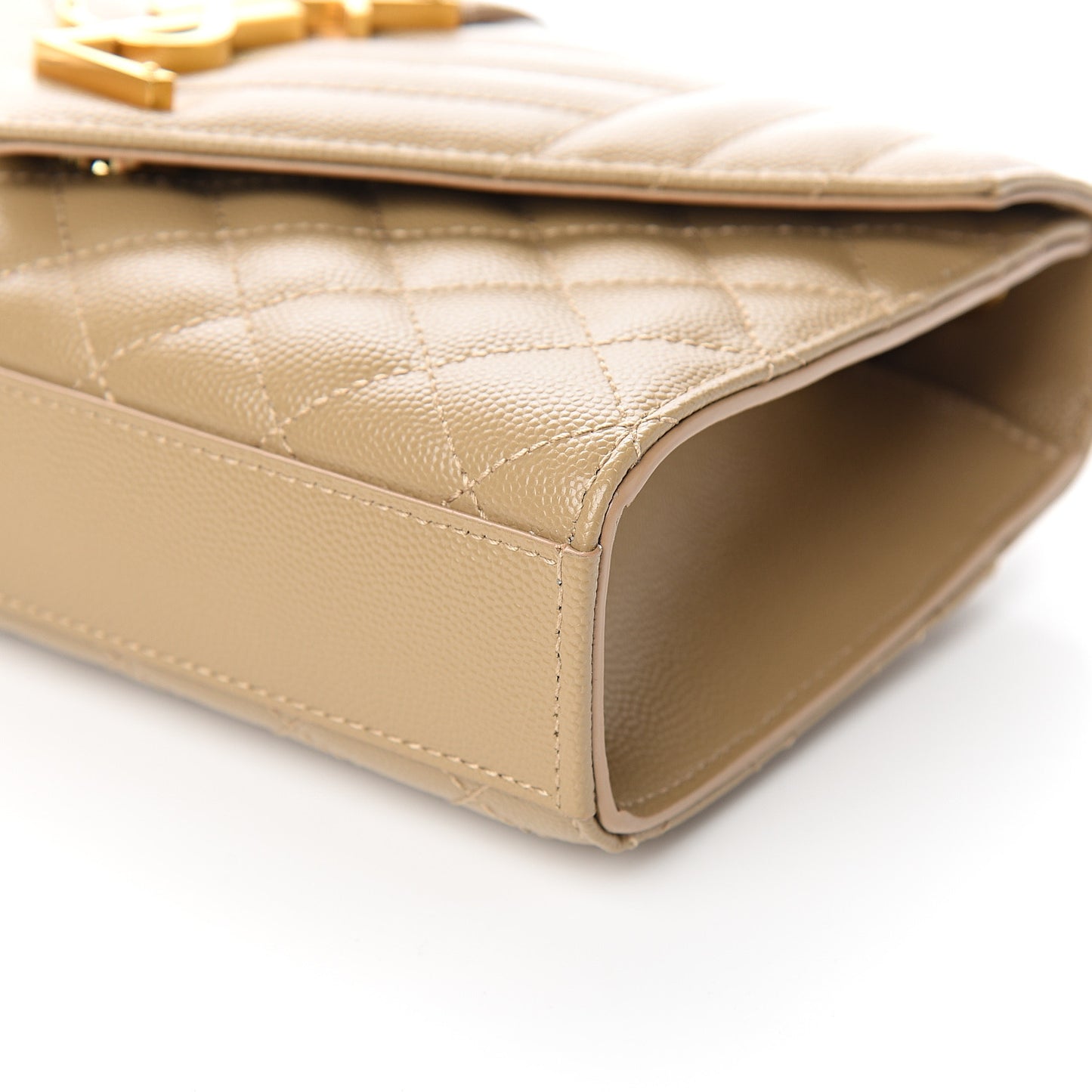 Grain De Poudre Textured Mixed Matelasse Triquilt Small Monogram Satchel Dark Latte