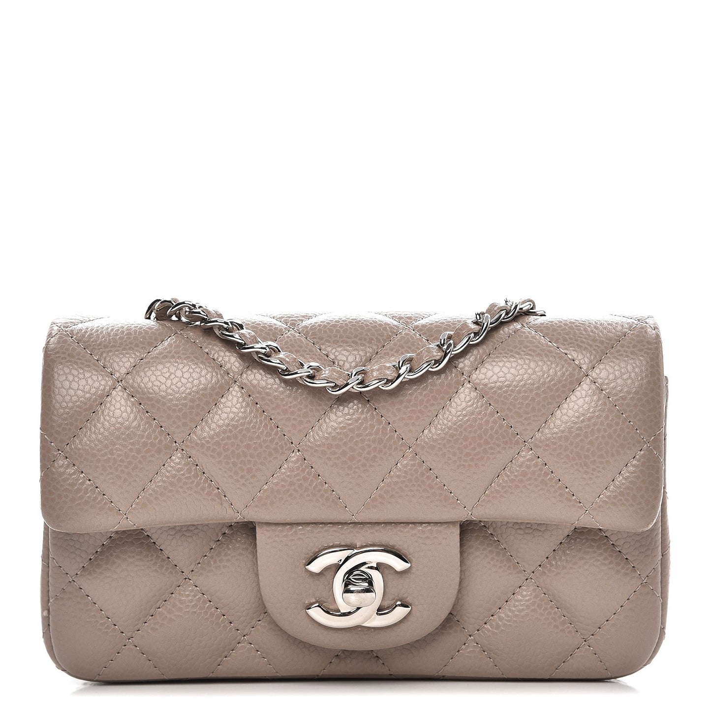 Caviar Quilted Extra Mini Flap Grey