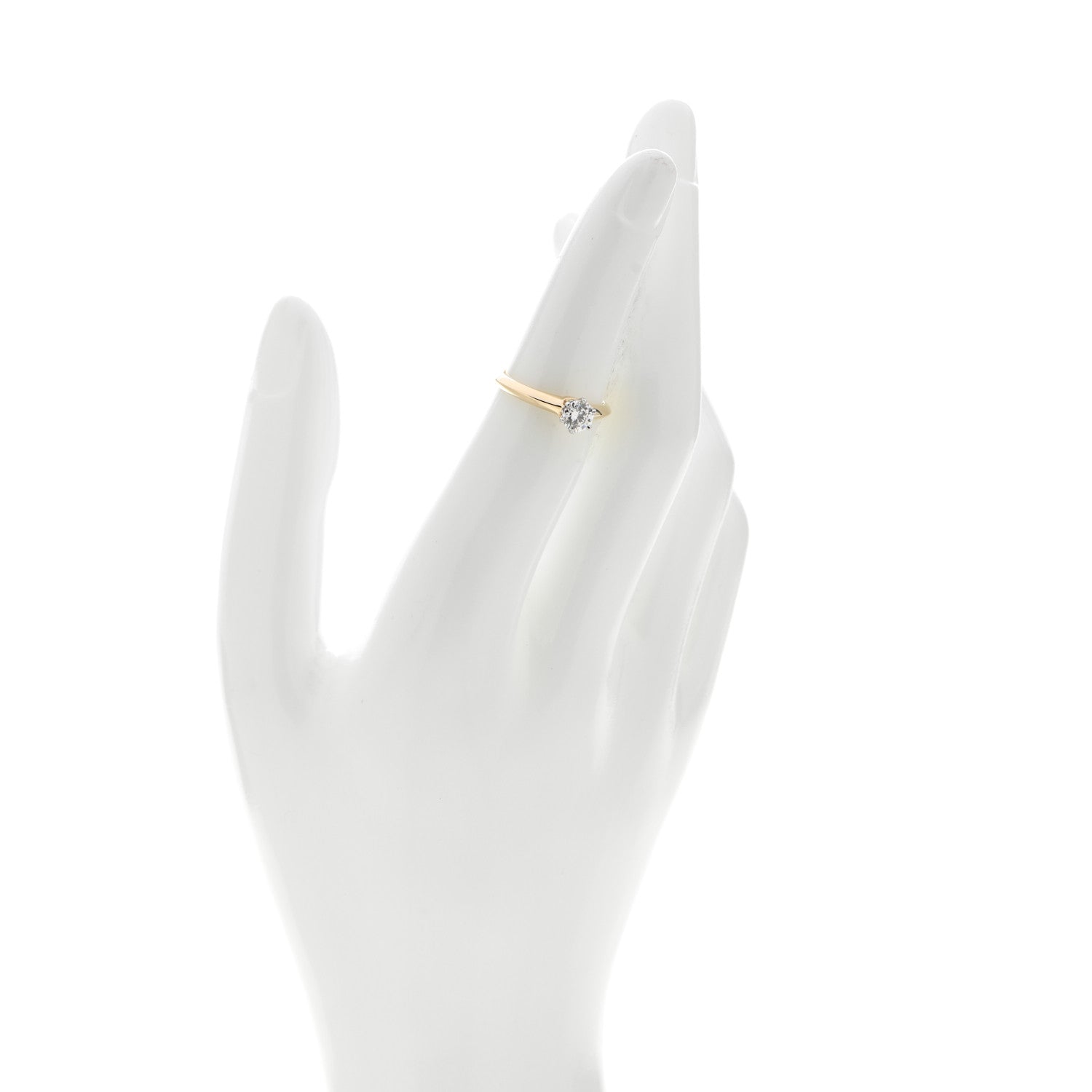 Tiffany 18K Yellow Gold Platinum Diamond .43ct Solitaire Engagement Ring 49 5 2 of 8