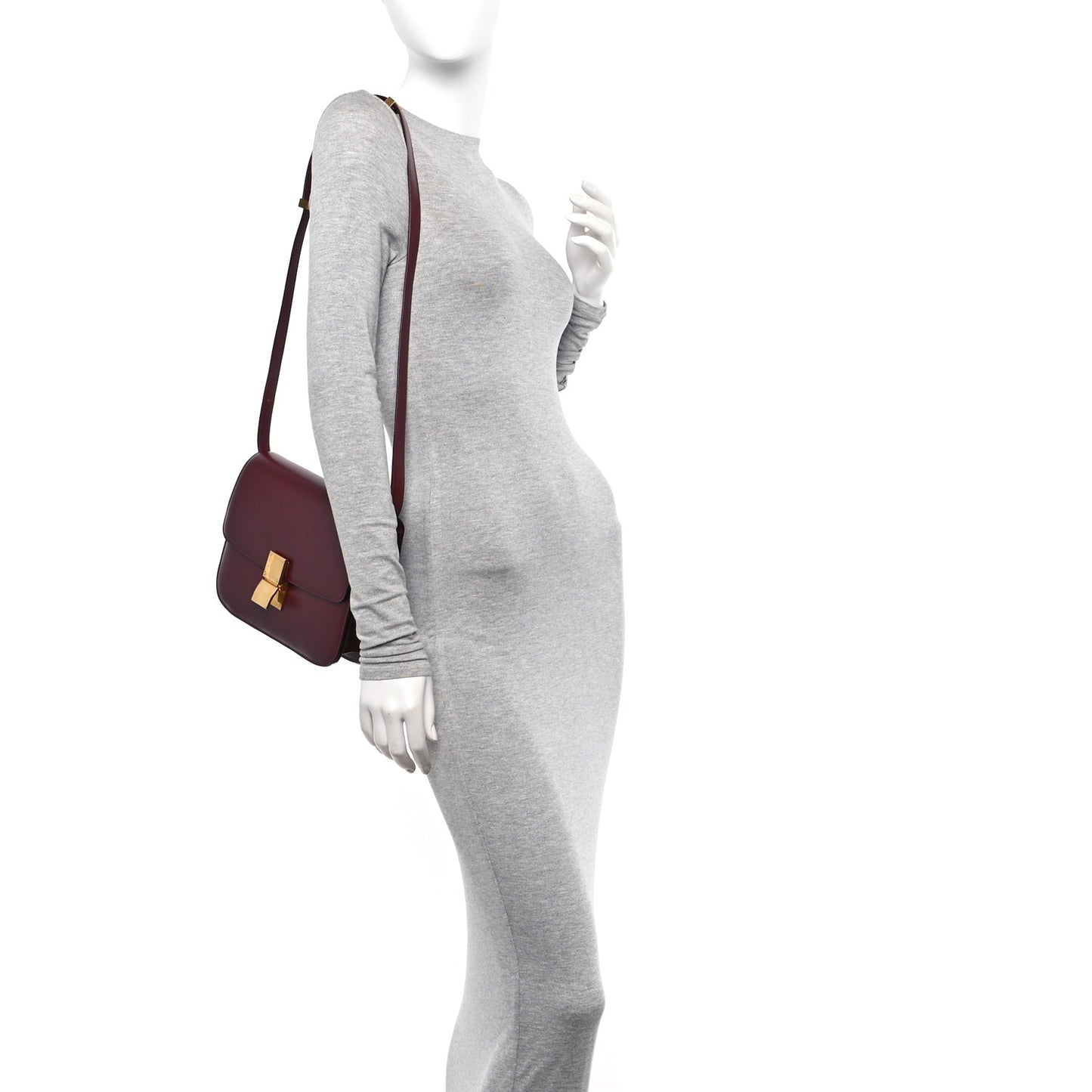 Liege Calfskin Medium Classic Box Flap Bag Burgundy