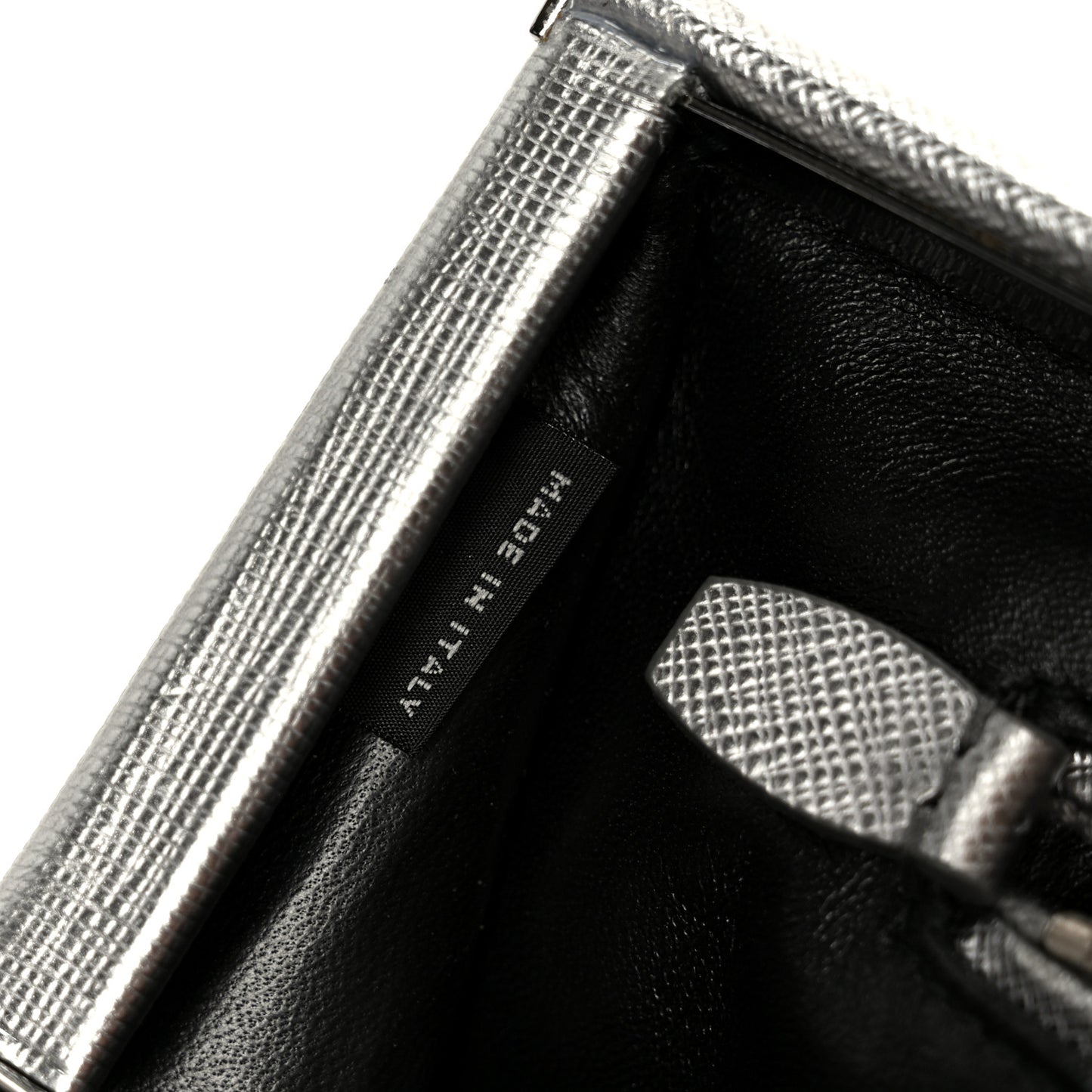 Metallic Saffiano Frame Clutch Cromo