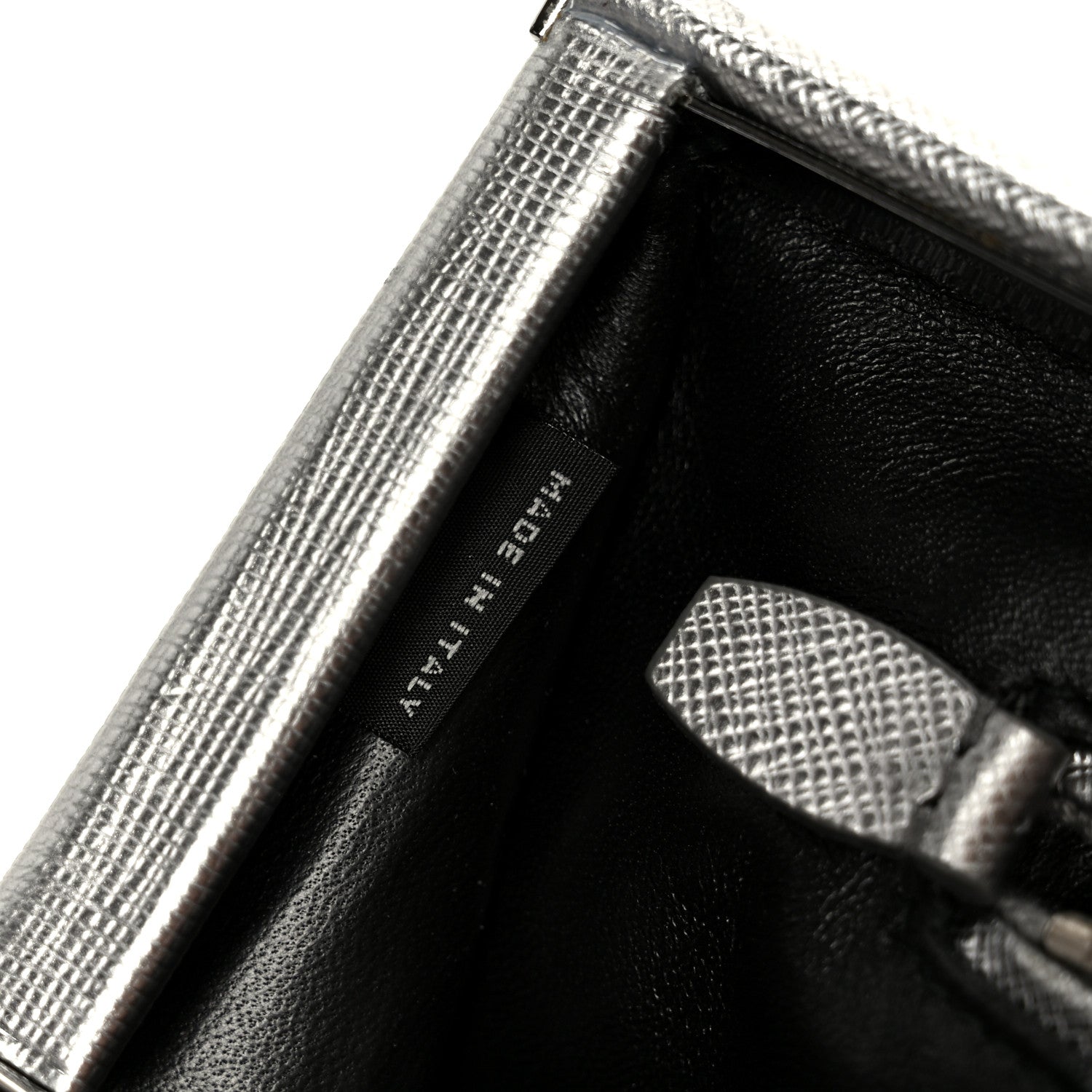 Prada Metallic Saffiano Frame Clutch Cromo 8 of 9